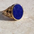 Large Lapis Lazuli Signet Ring in 9ct Gold, a UK S 1/2 or a US 9 3/4.