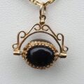 Three Stone Cabochon Spinner Fob Pendant in 9ct Gold