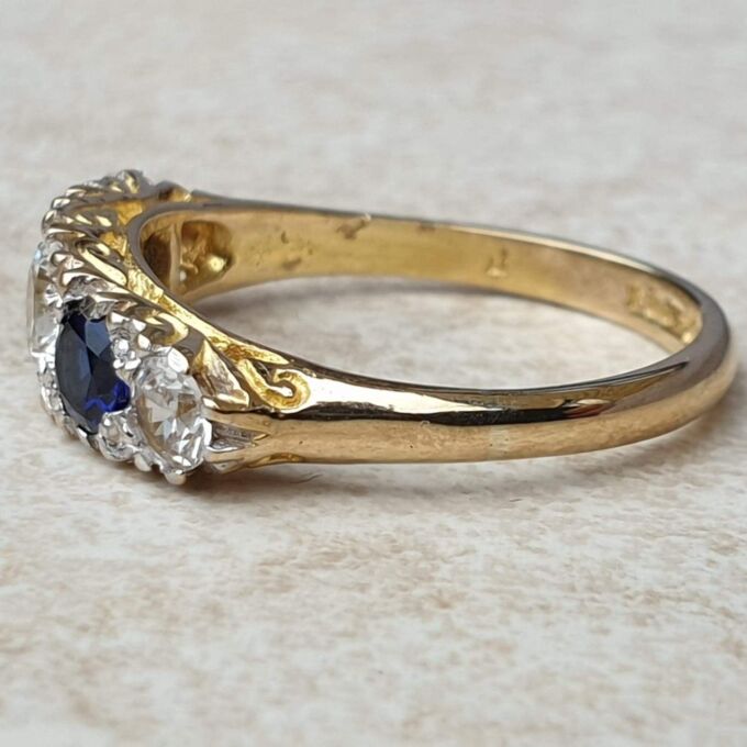 Blue and White Spinel Ring in 9ct Gold,  a UK P 1/2 or a US 8