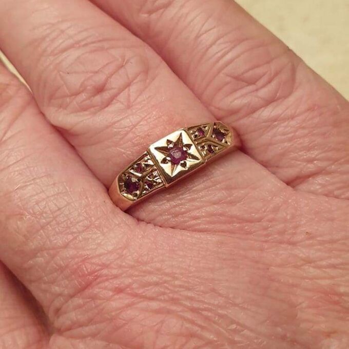 Star Set Ruby Ring in 9ct Rose Gold, a UK O 1/2 or a US 7 3/4