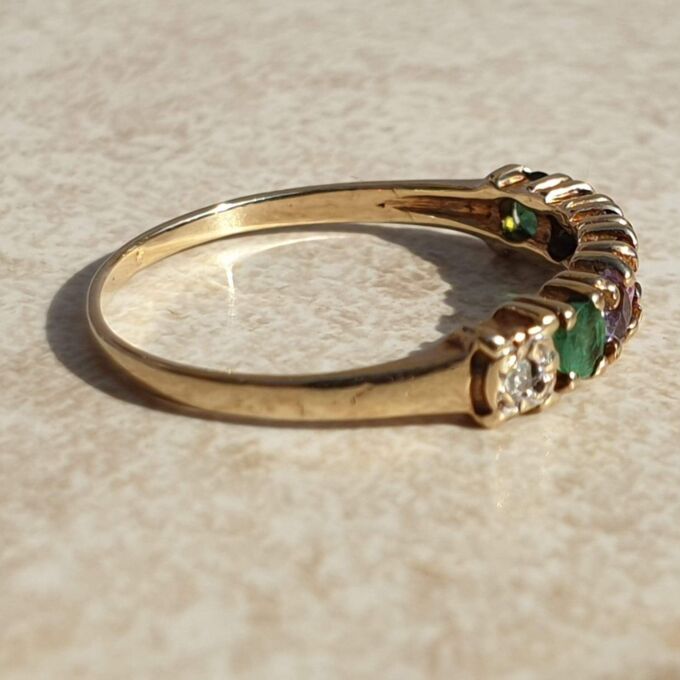 Dainty DEAREST Acrostic Stacking Ring in 9ct gold,  a UK K 1/2 or a US 6.