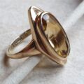 Large Citrine Frame Ring in 9ct Gold, a UK K or a US 5 1/2
