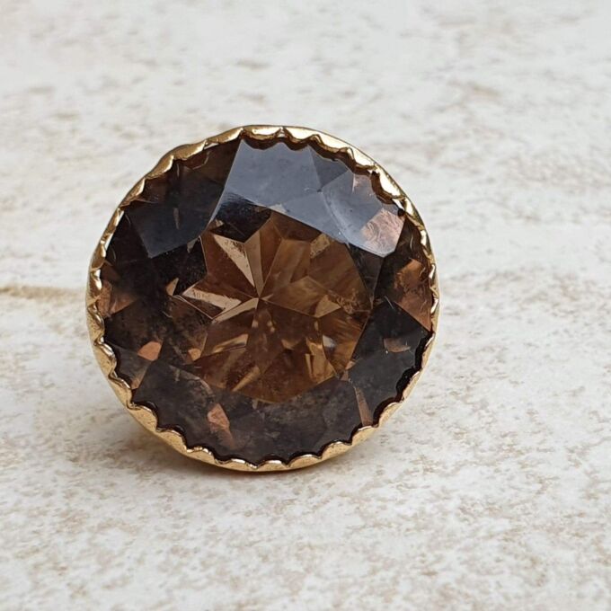 Huge England, Scotland, Wales Emblem Fob Pendant with Smoky Quartz in 9ct Gold