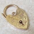 Engraved Front Fully Working Heart Padlock in 9ct Gold