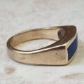 Lapis Lazuli Signet Ring in 9ct Gold, a UK L 1/2 or a US 6 1/4