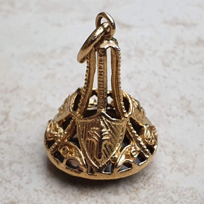 Huge England, Scotland, Wales Emblem Fob Pendant with Smoky Quartz in 9ct Gold