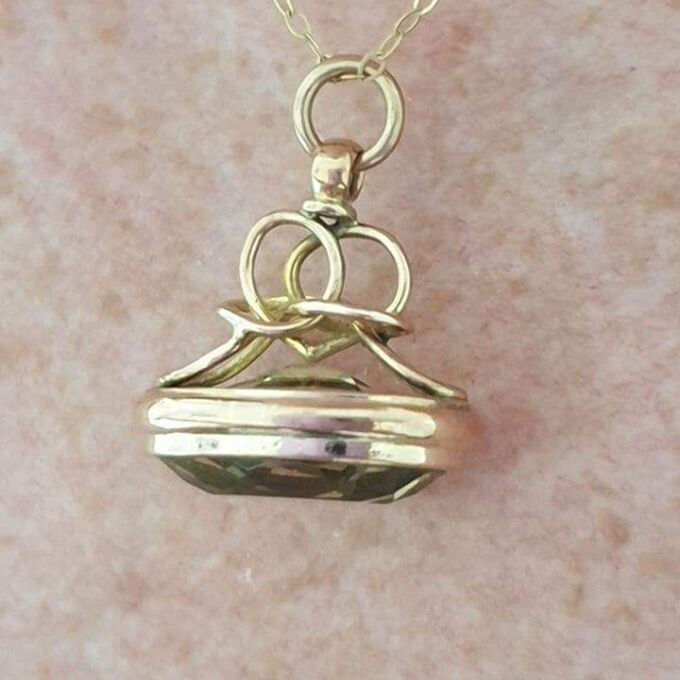 Oval Citrine Fob Pendant in 9ct Gold