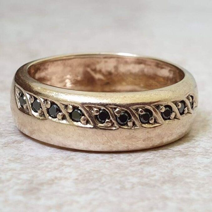 Sapphire Set Wide band in 9ct Gold.