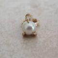 Tiny Faux Pearl Eagle Claw Pendant Charm in 9ct Gold