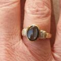 Black Synthetic Star Sapphire Ring in 9ct Gold.