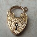 Antique Engraved Heart Padlock in 9ct Gold