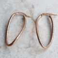 Textured Curved Oval Hoop Earrings in 9ct Rose Gold
