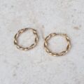 Twisted Rope Effect Hoop Earrings in 9ct Gold by Unoaerre.
