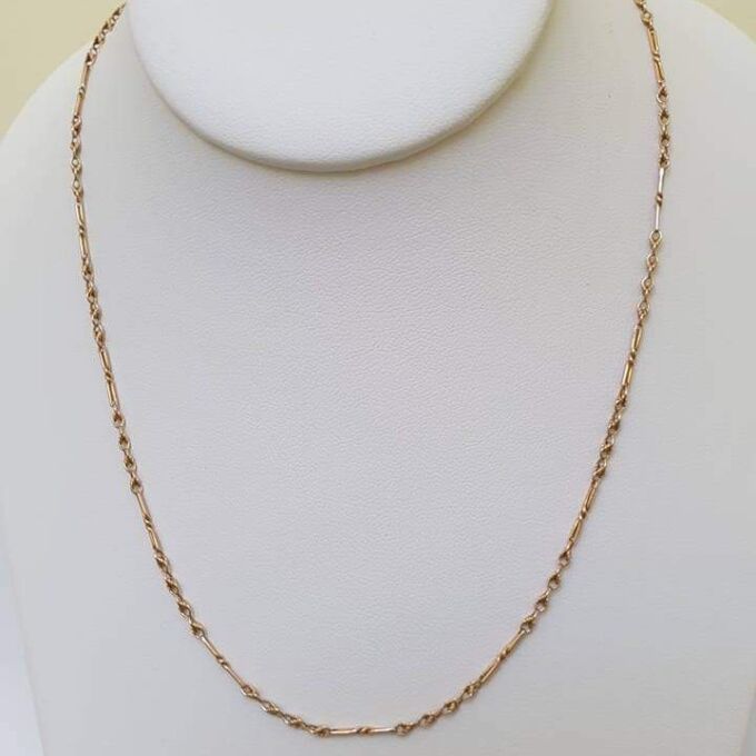 Antique Fancy Link Paperclip Chain Necklace in 9ct Gold, 18 inches.