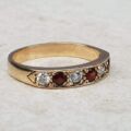 Pretty Red and White Paste Stone Ring in 9ct Gold, a UK L 1/2 or a US 6 1/4.