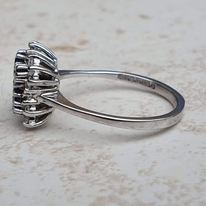 Marquise Sapphire and Diamond ring in 9ct Gold, a UK K 1/2 or a US 5 3/4