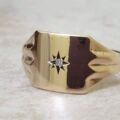 Diamond Set Signet Ring in 9ct Gold, a UK U or a US 10 1/2