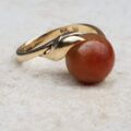 Fabulous Carnelian Ball Ring in 14k Gold, a UK L 1/2 or a US 6.