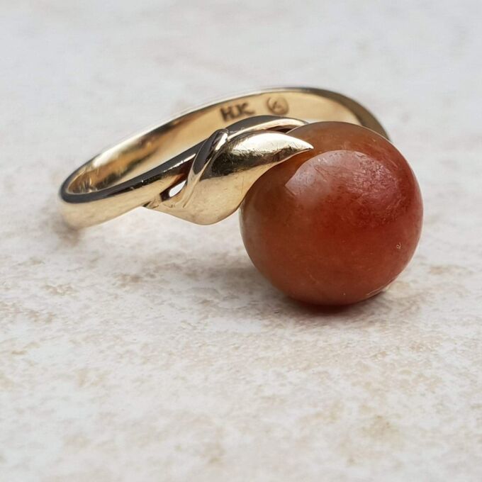 Fabulous Carnelian Ball Ring in 14k Gold, a UK L 1/2 or a US 6.