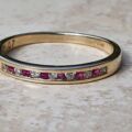 Channel Set Ruby and Diamond Narrow Band in 9ct Gold.