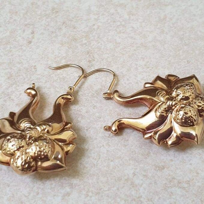 Bold Ornate Gypsy Earrings in 9ct Gold