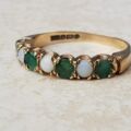 Opal and Green Stone Stacking Band in 9ct Gold, a UK N 1/2 or a US 7 1/4.