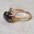 Black Synthetic Sapphire Ring with Ruby in 9ct Gold.