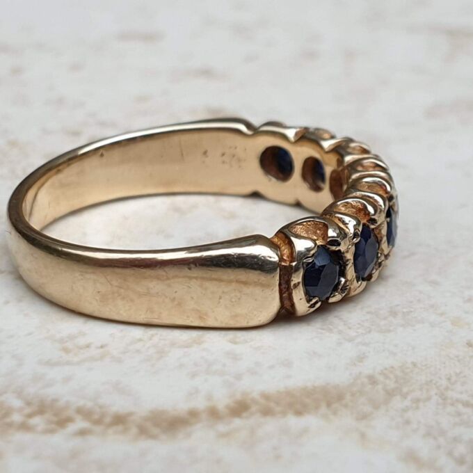 Blue Sapphire Stacking Eternity Band in 9ct Gold,  a UK K 1/2 or a US 5 3/4.