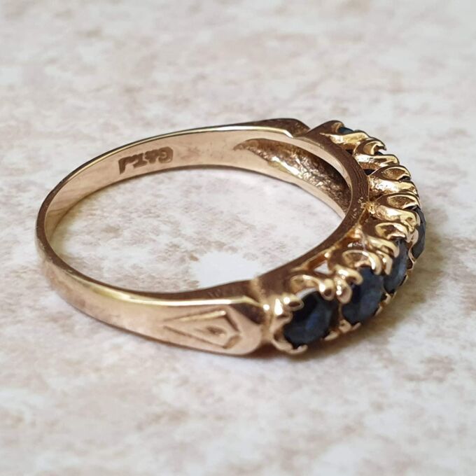 Sapphire Half Eternity Stacking Band in 9ct Gold, a UK M 1/2 or a US 6 3/4