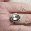 Huge Oval Prasiolite Ring in 9ct Gold,  a UK O 1/2 or a US 7 3/4.
