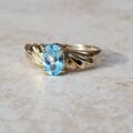 Oval Sky Blue Topaz Solitaire Ring in 9ct Gold, a UK J or a US 5.