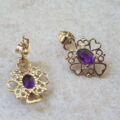 Amethyst Heart Detail Earrings in 9ct Gold