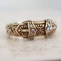 Double Buckle Diamond Set Ring in 9ct Gold,  a UK R 1/2 or a US 9 1/4.