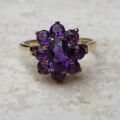 Pretty Amethyst Flower Cluster Ring in 9ct Gold, a UK L 1/2 or a US 6 1/4.