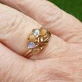 Rainbow and Peach Moonstone Ring in 9ct Gold.