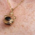 Three Stone Smoky Quartz Spinner Fob Pendant in 9ct Gold