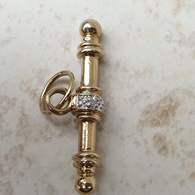 T Bar Pendant with Diamond Accents in 9ct Gold