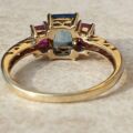 Topaz and Synthetic Ruby Trilogy Ring in 9ct Gold.