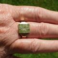Heavy Checkerboard Design Signet Ring in 9ct Gold, a UK O or a US 7 1/2.