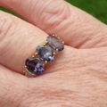 Three Stone Violet Spinel Ring in 9ct Gold