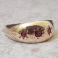 Three Stone Garnet Gypsy Ring in 9ct Gold, a UK L or a US 5 3/4