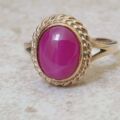 Synthetic Star Pink Ruby Ring in 9ct Gold.