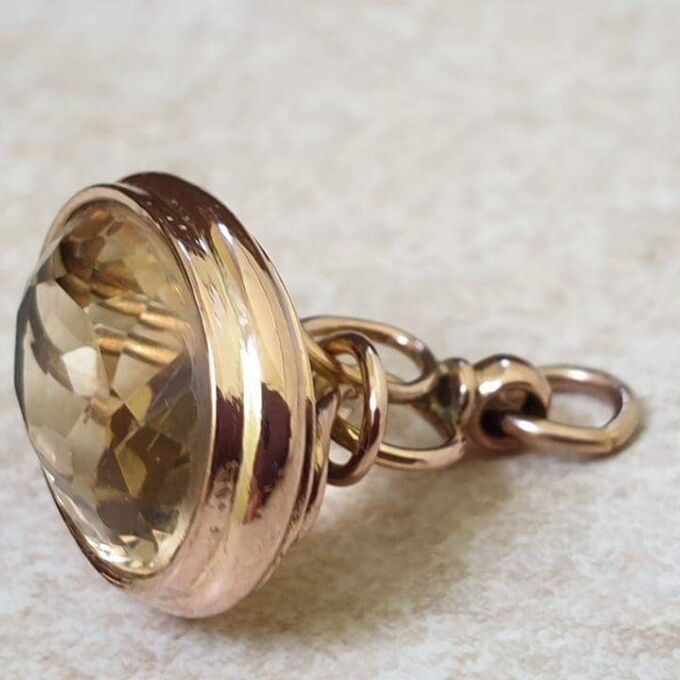 Oval Citrine Fob Pendant in 9ct Gold