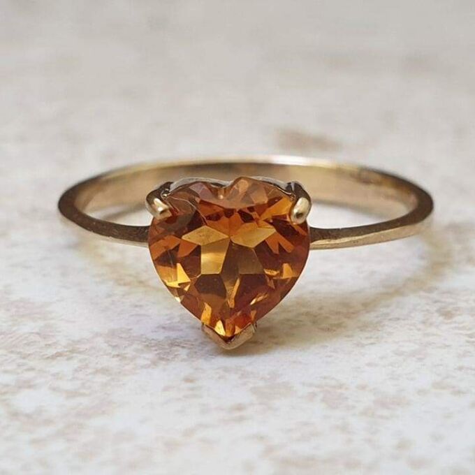 Citrine Heart Ring in 9ct Gold.