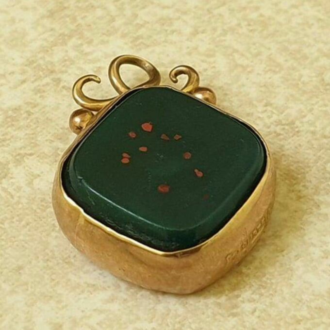 Antique Bloodstone Fob in 9ct Gold