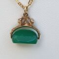 Chrysoprase Spinner Fob Pendant in 9ct Gold