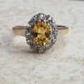 Yellow and White Topaz Cluster Ring in 9ct Gold,  a UK J  or a US 5.