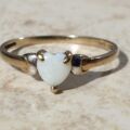 Dainty Heart Shaped Opal Ring in 9ct Gold,  a UK M 1/2 or a US 6 1/2.