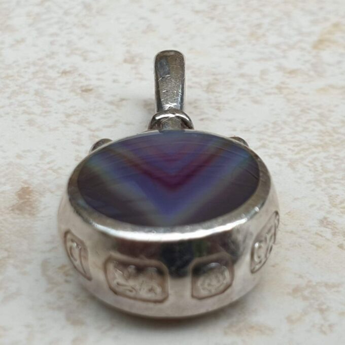 Mother of Pearl and Agate Pendant in Sterling Silver by David Scott Walker.