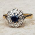 Antique Sapphire and Diamond Daisy Ring in 18ct Gold, a UK I 1/2 or a US 4 3/4.